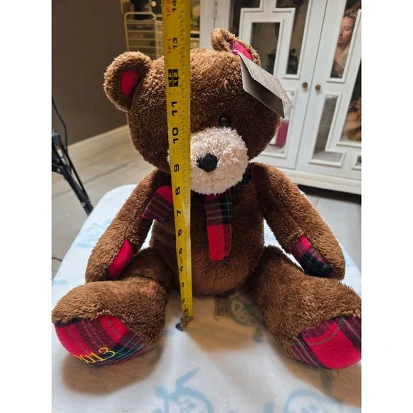 Animal Adventure 2013 Dillard's Christmas Bear Brown Plaid Plush Teddy Bear 14" - Picture 11 of 16